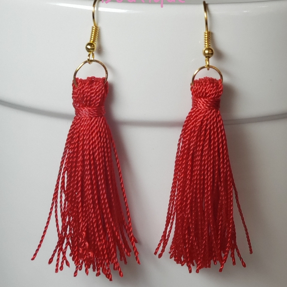 Red Tassel Earrings